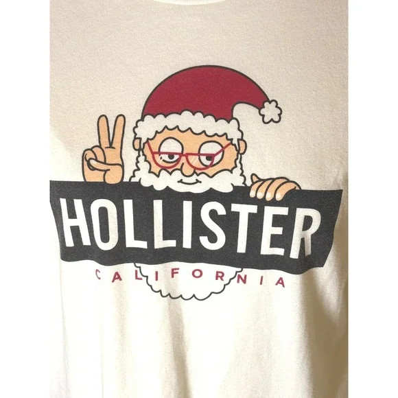 Hollister California Santa Graphic Sleep Shirt Long Sleeve Small - Picture 1 of 5